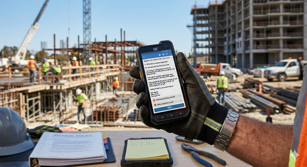 Contractor on a Northern BC job site using AI tools on his phone